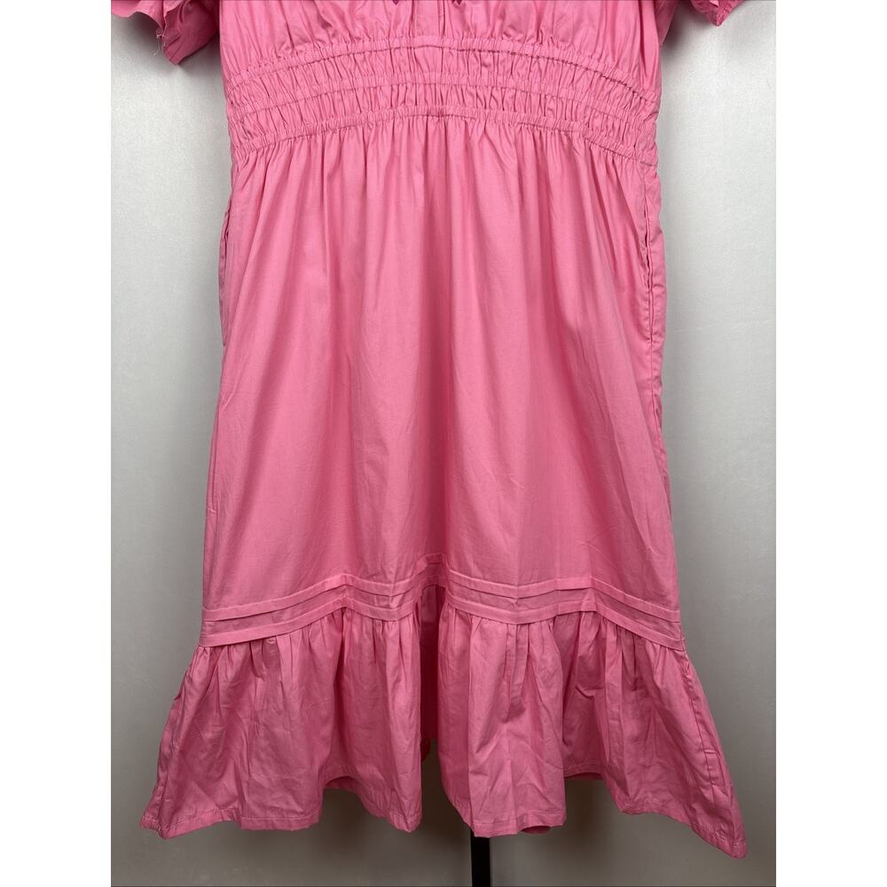 NEW French Connection Embroidered Peasant Dress Sz XXL Pink Boho Country Rustic - Picture 4 of 9